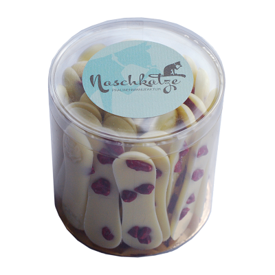Katzenzungen Weiß mit Himbeercrispies (180g)