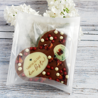 Schokoladentafel Herz mit Text zum Muttertag edel verpackt