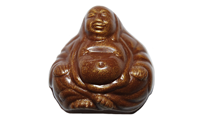 Kleiner Buddha aus Vollmilchschokolade vergoldet