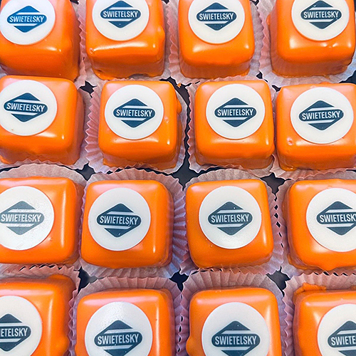 Bedruckte Schokoladenaufleger rund für Petitfours